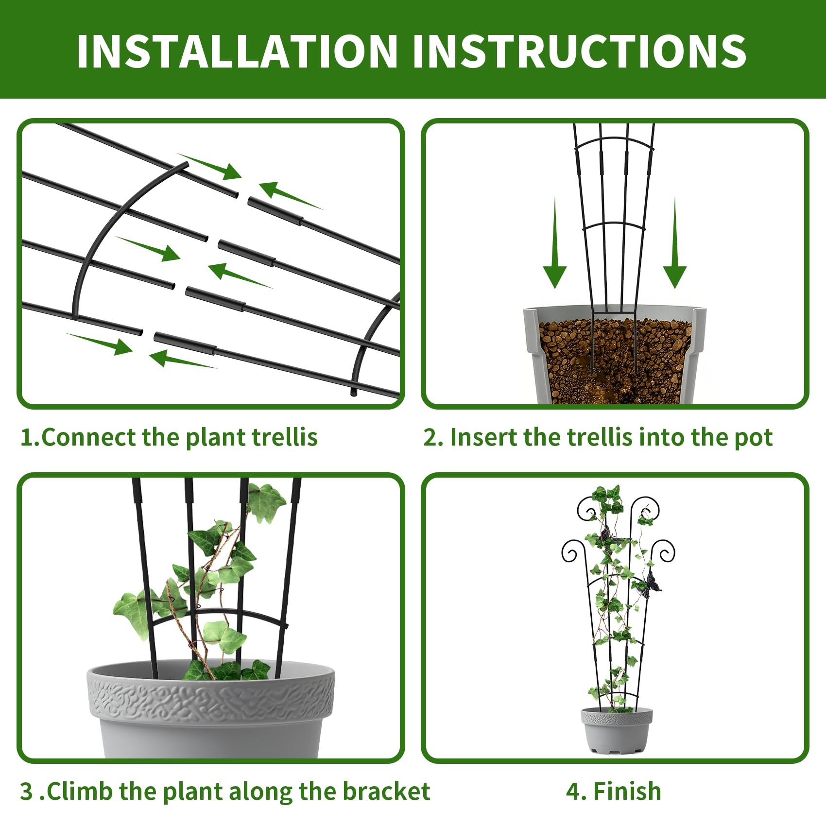 JJSHUANL thickened metal frame offers sturdy plant support.