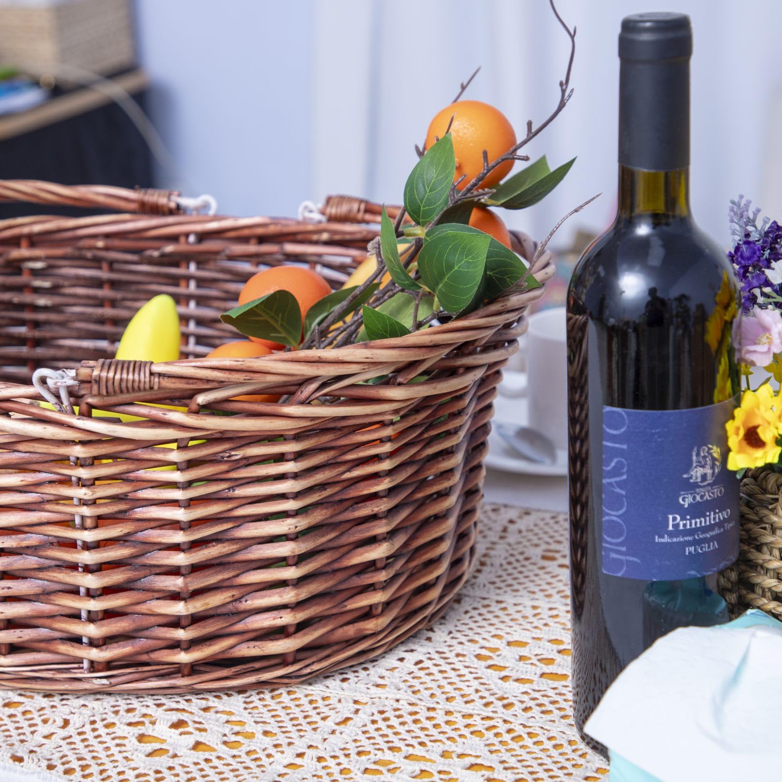 JJSQYLAN decorative basket doubles as a centerpiece.