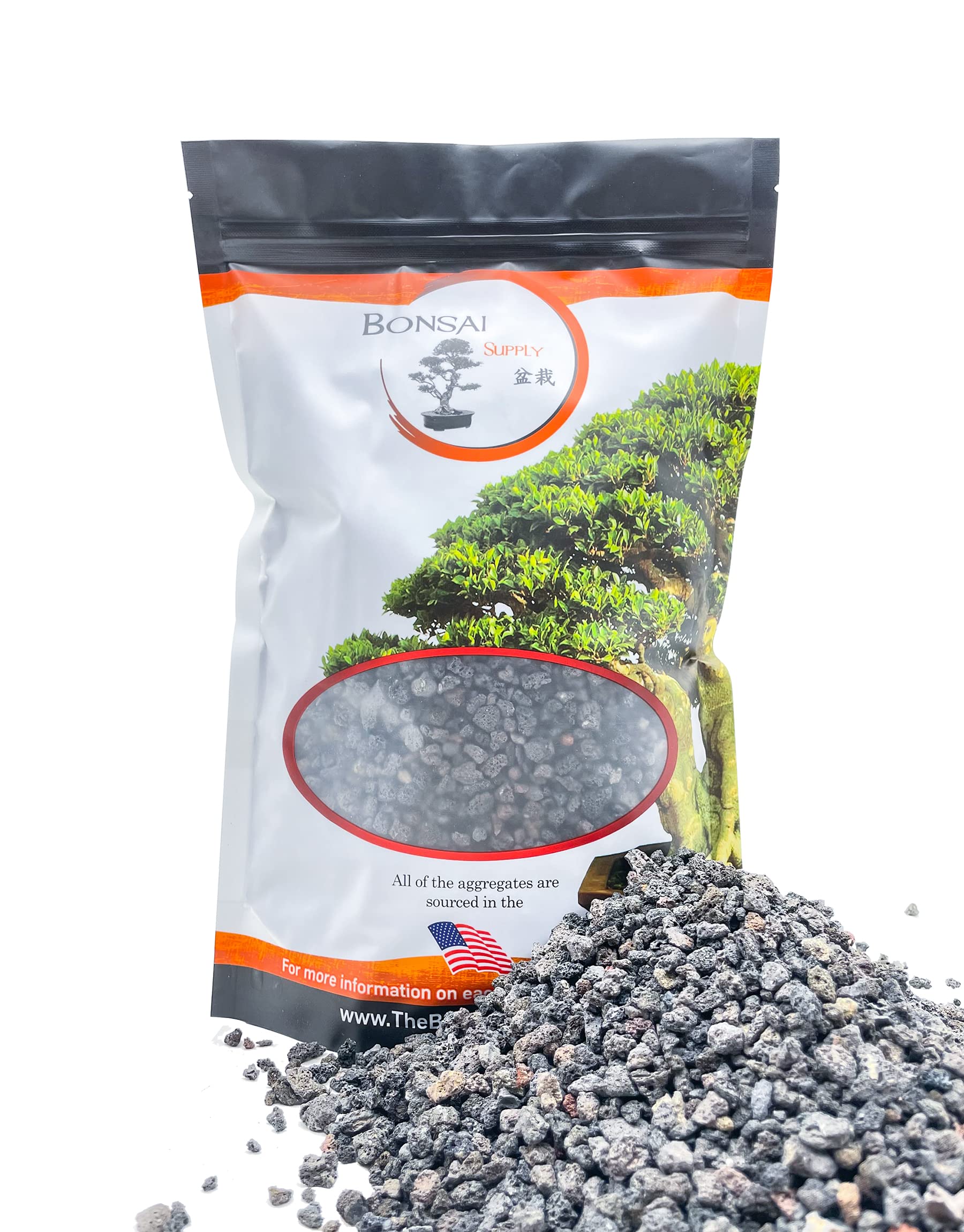 JK Global Imports black lava rock 2-quart bag showing porous drainage substrate for containers