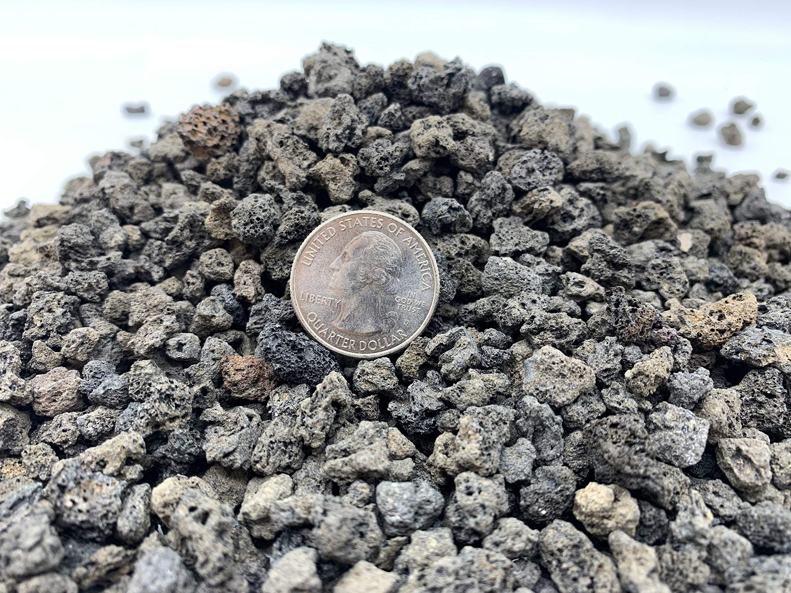 Close-up of JK Global Imports lava rock with quarter-inch particles for soil drainage