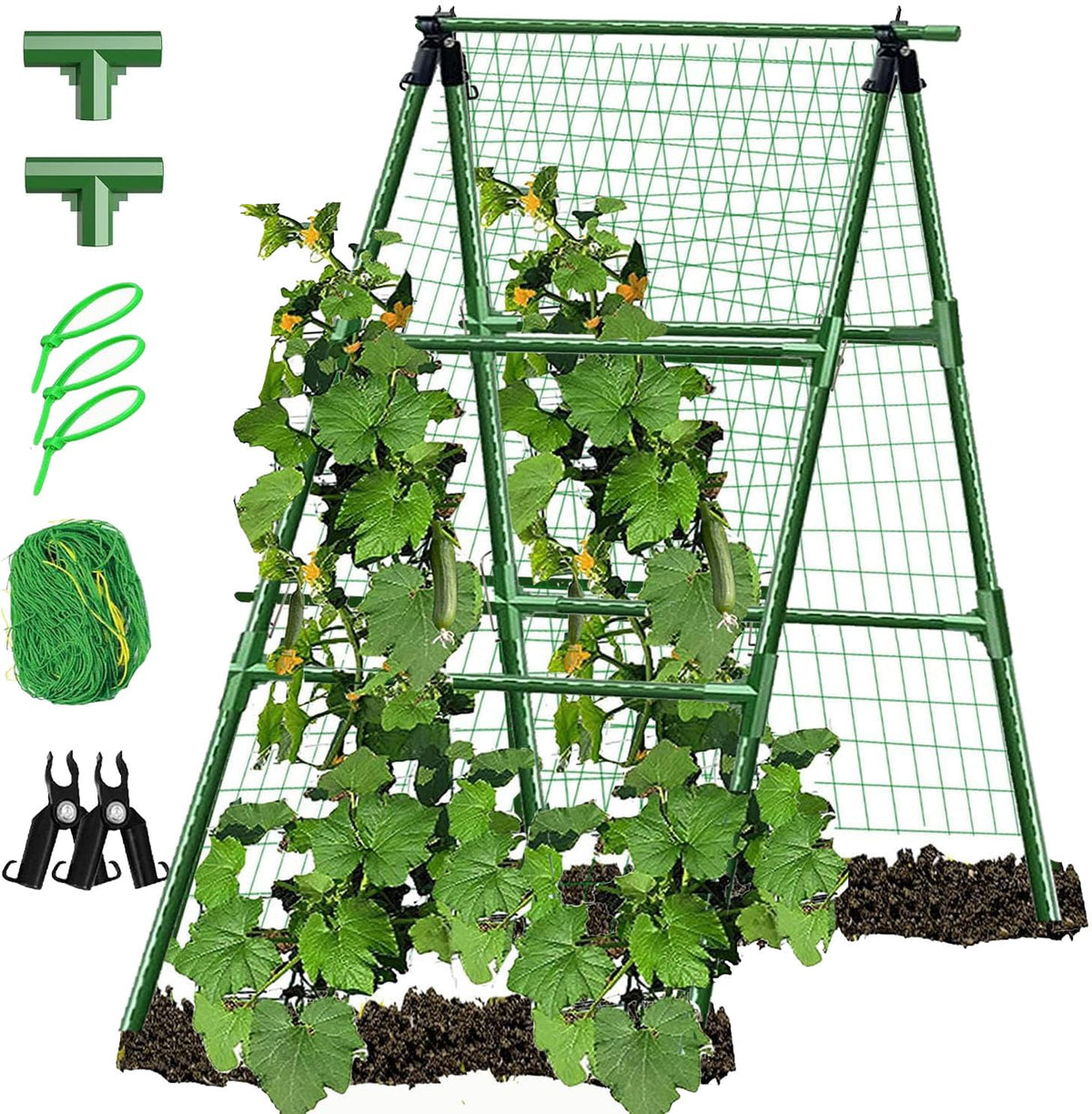 JK-GMTE A-Frame trellis assembly demonstrates simple setup for climbing plants.