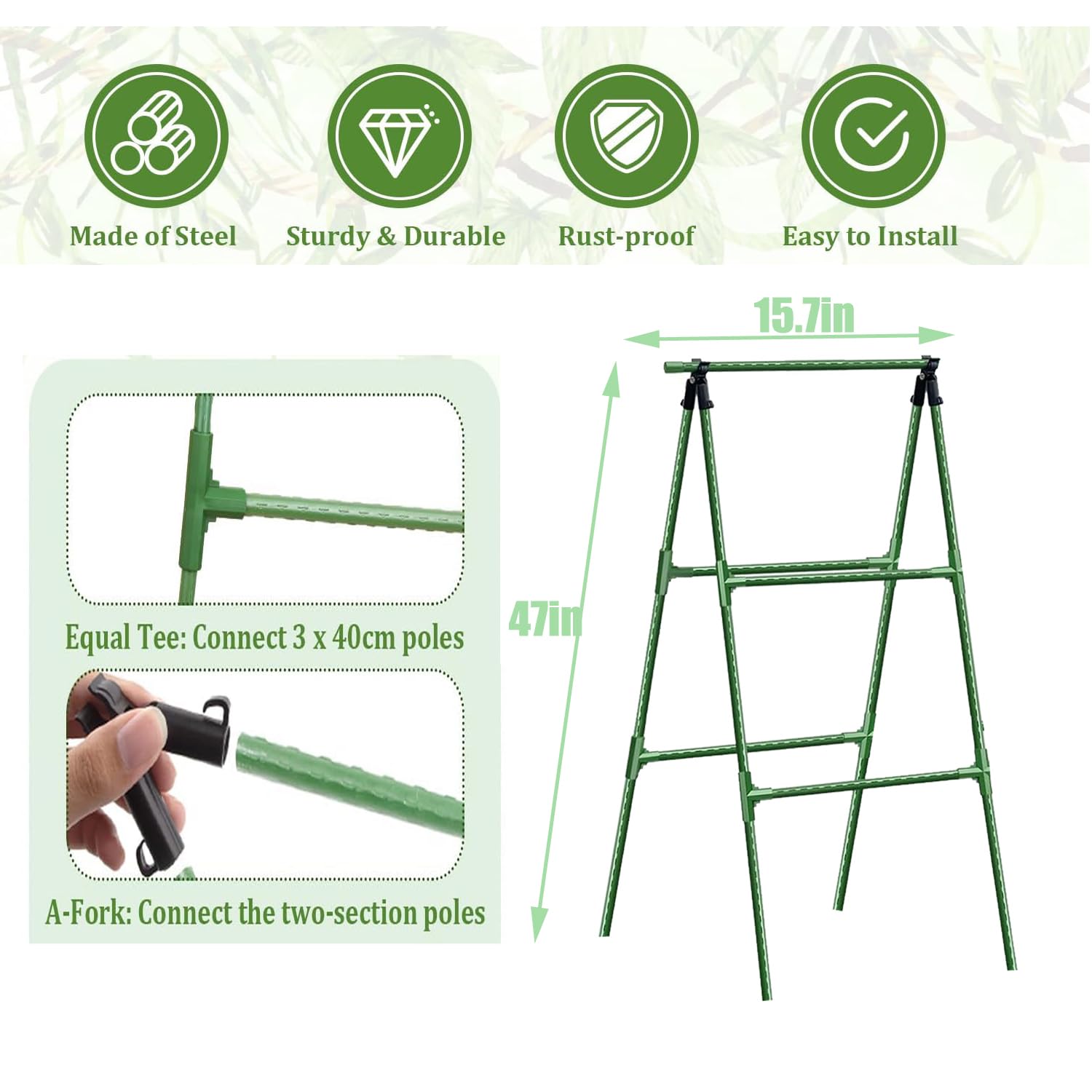 The JK-GMTE frame shows sturdy metal structure for long-lasting plant support.