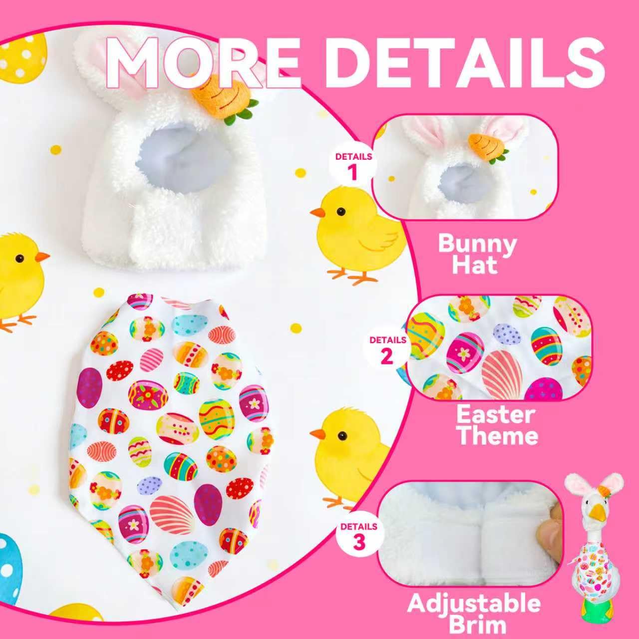 jkahh Easter Bunny Porch Goose Outfit with colorful egg scarf for festive detail