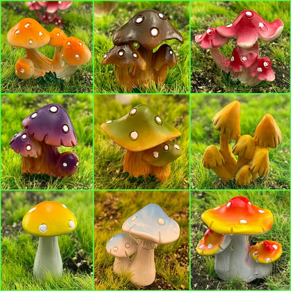 JKanruh resin mushroom 1.5–1.8 inch close-up accent for terrariums