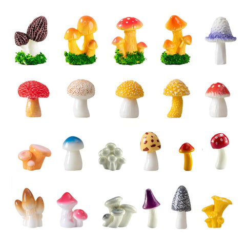JKanruh resin mushrooms 22-pack for fairy garden decor and outdoor display