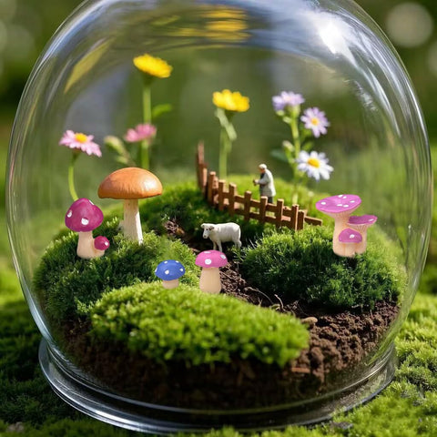 JKanruh waterproof resin mushrooms withstand rain and sun for all-season use.