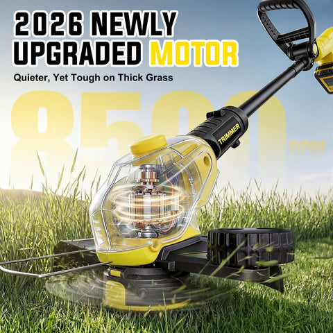 Two 21V 2.0Ah batteries provide extended runtime for larger yards