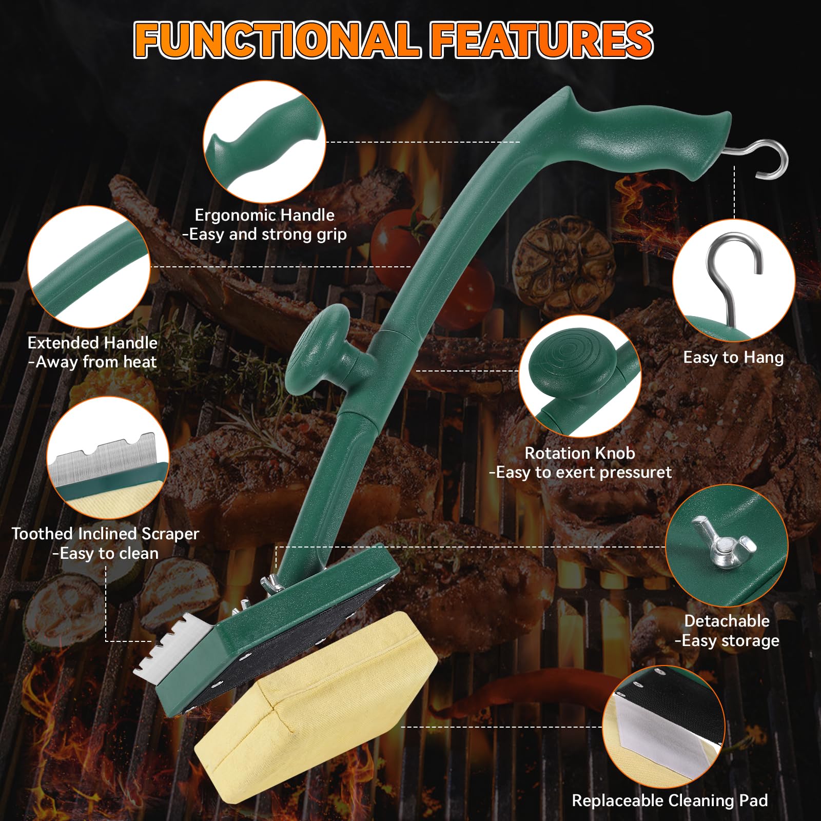 Jkoeier detachable cleaning head for easy maintenance and washing.