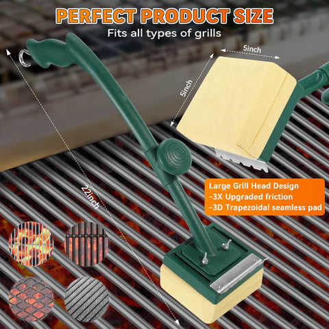 Jkoeier W-shaped scraper targets heavy grease on grill surfaces.
