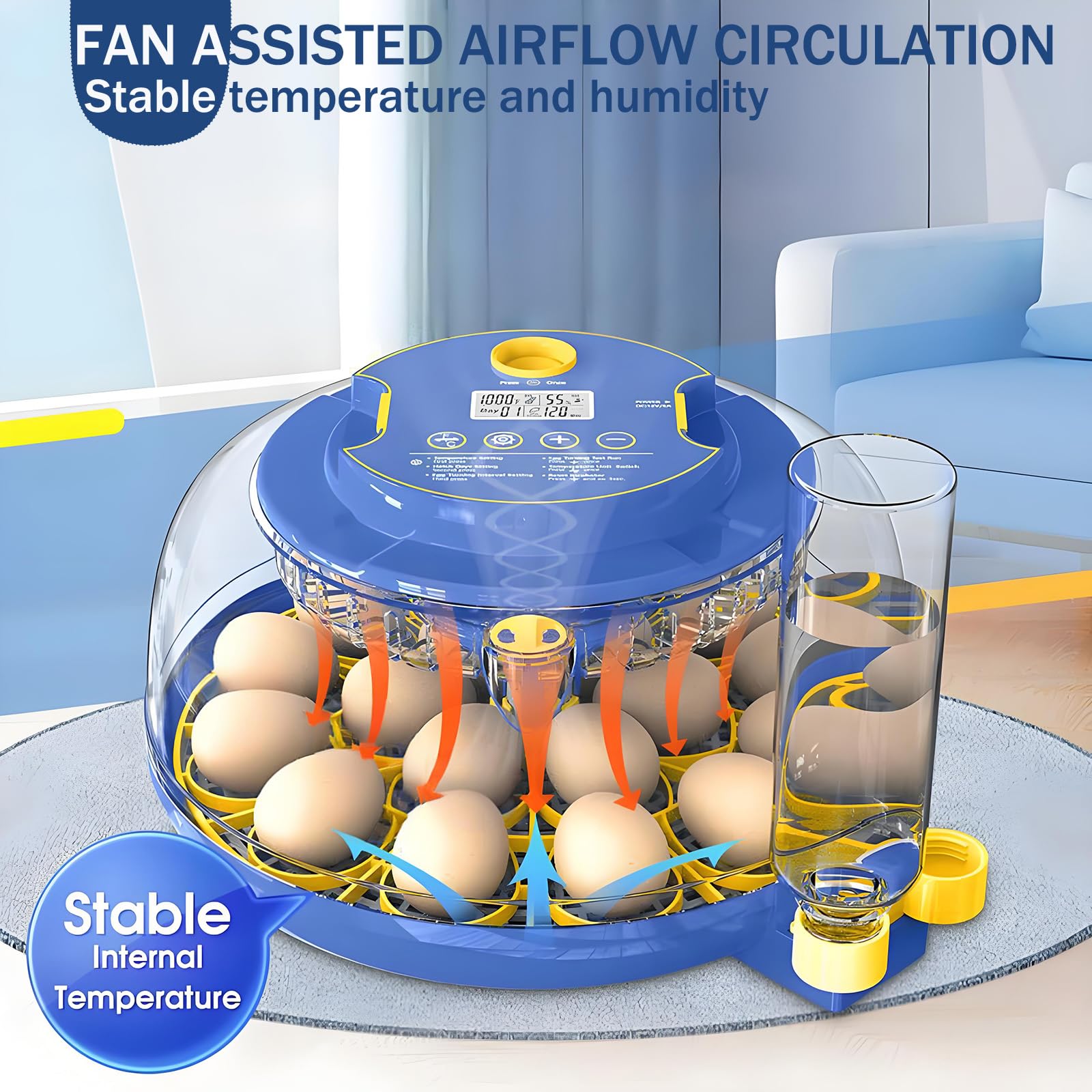 Jkwiwe humidity control system maintains stable moisture during incubation.