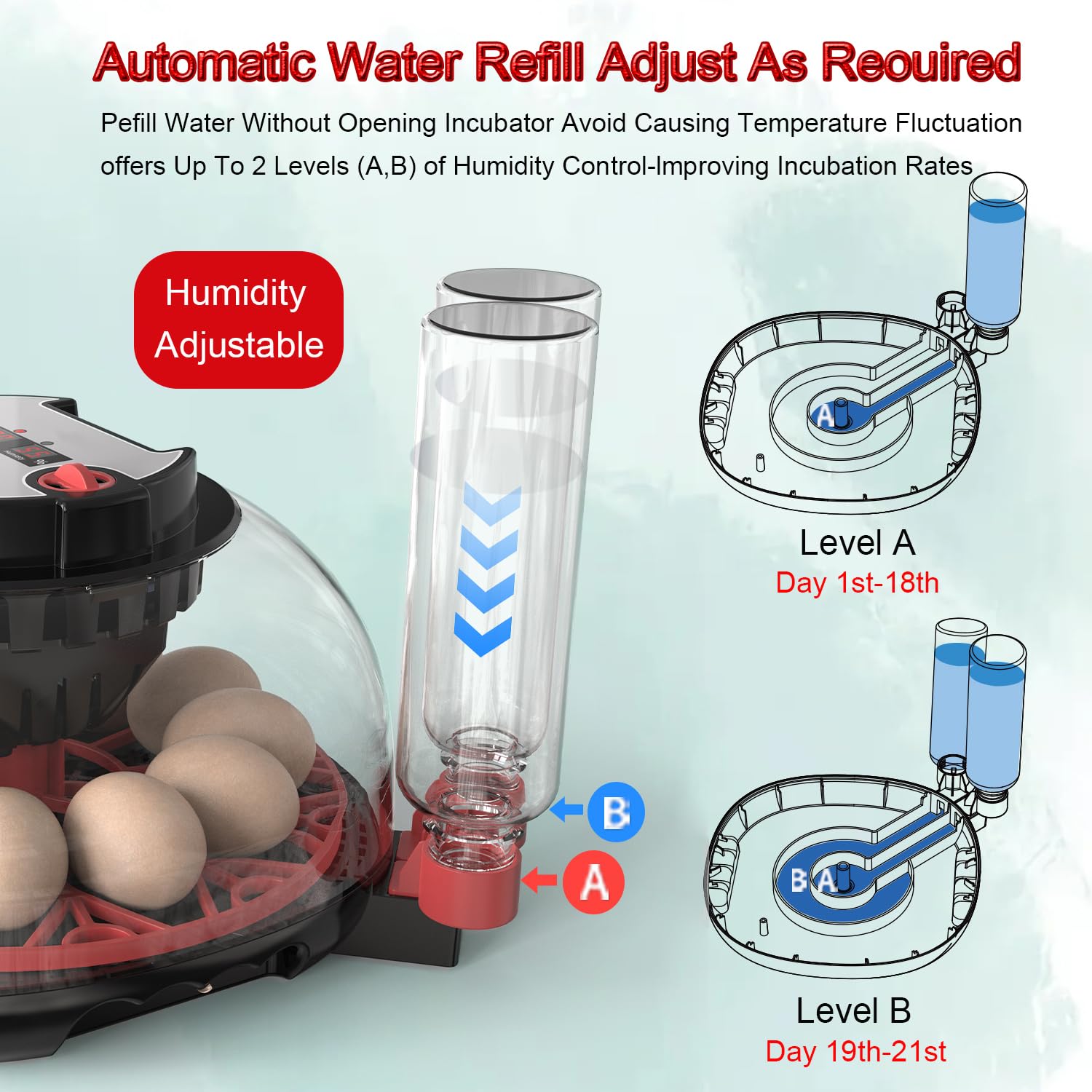 JKWIWE incubator LED display and insulation maintain steady climate.