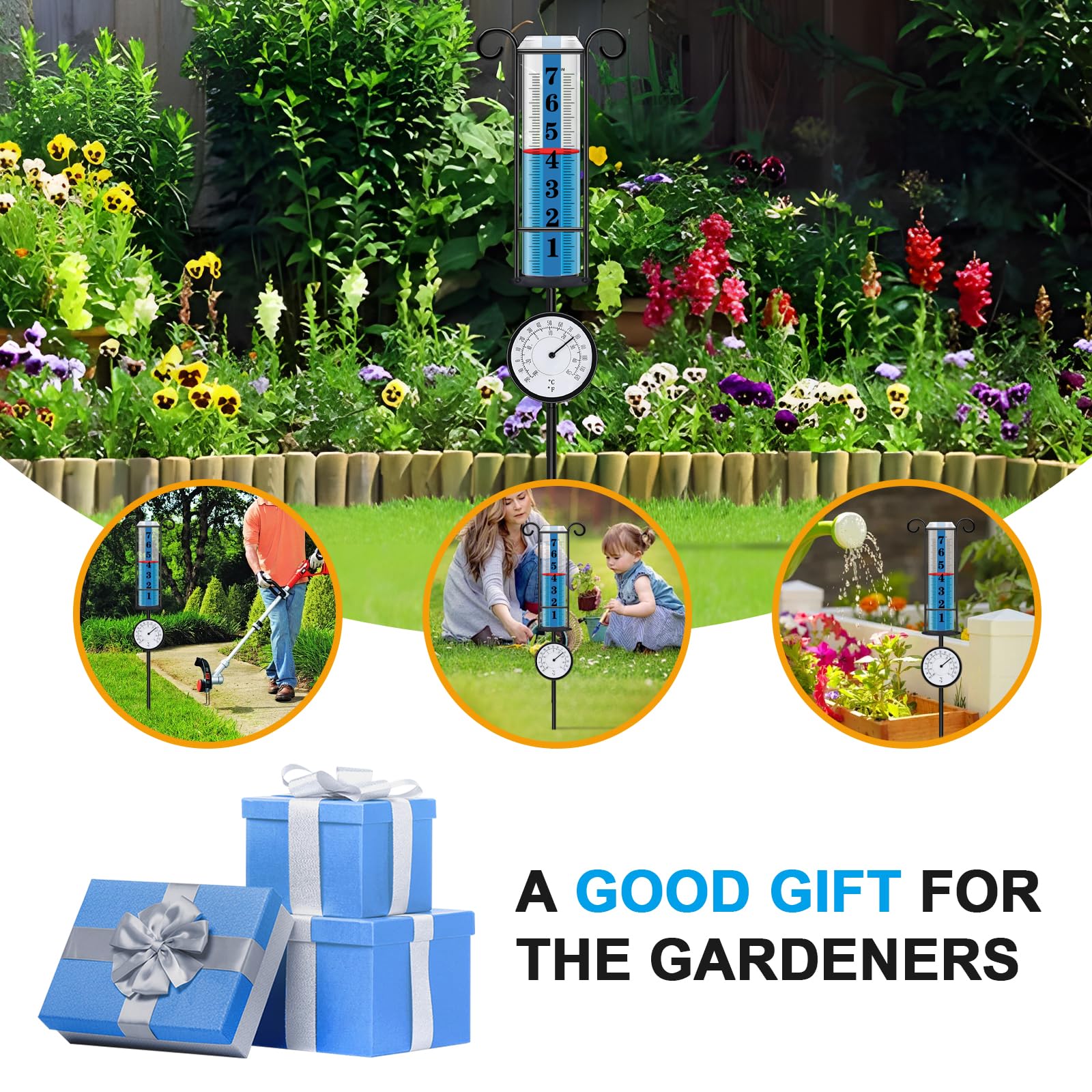 Easy-assembly setup for JMBay rain gauge in your garden