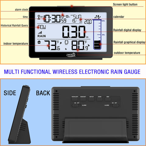 JMBay Full Weather Station tracks temperature and time for daily planning.
