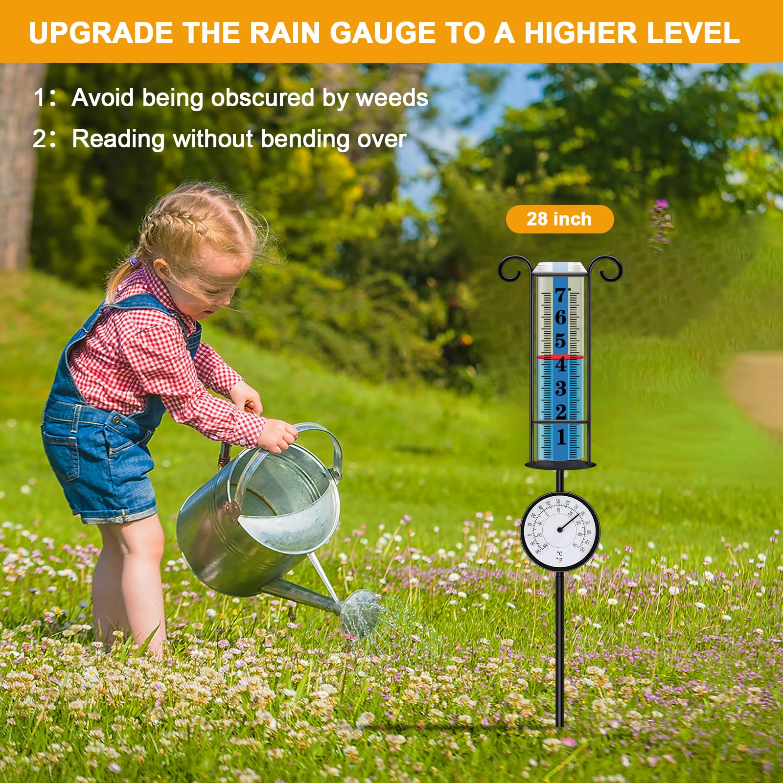 Stable ground stake support for JMBay rain gauge