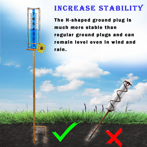 JMBay rain gauge blue-water contrast improves readability in bright sunlight.