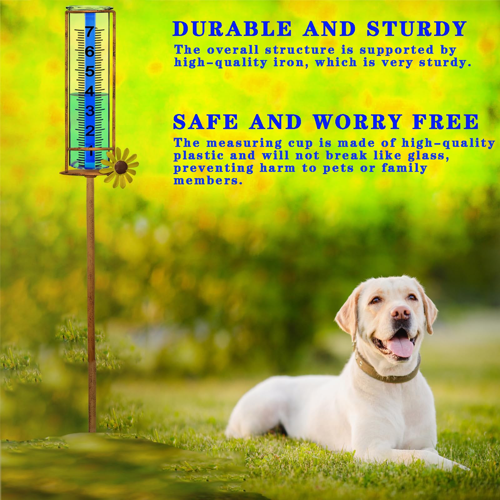 JMBay rain gauge metal frame resists rust and keeps a tidy look.