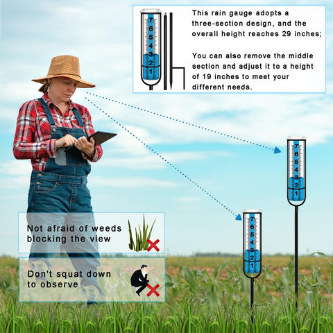 JMBay rain gauge outdoor blue water with reflective strips improves readability.