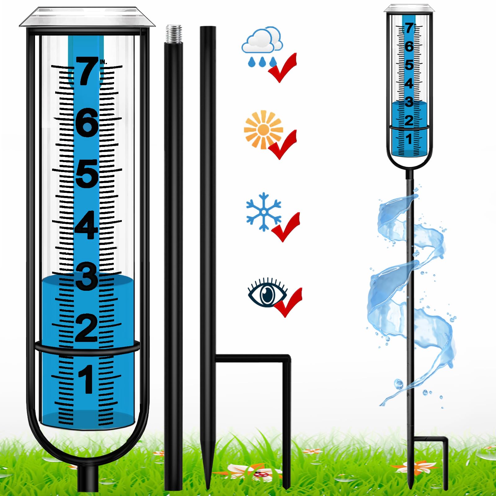 JMBay rain gauge outdoor with stable base provides reliable reading in windy conditions.