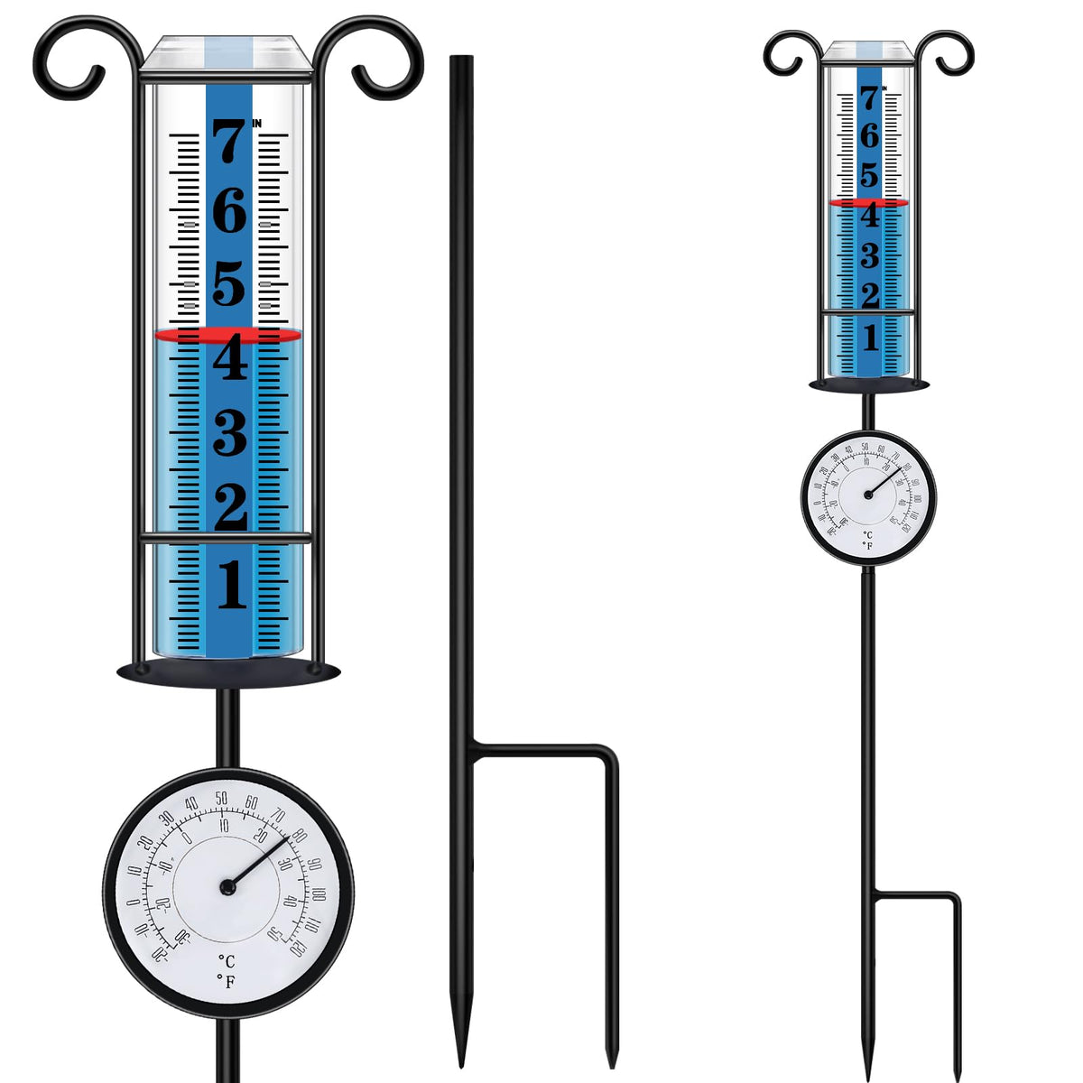 JMBay rain gauge with thermometer for outdoor weather readings
