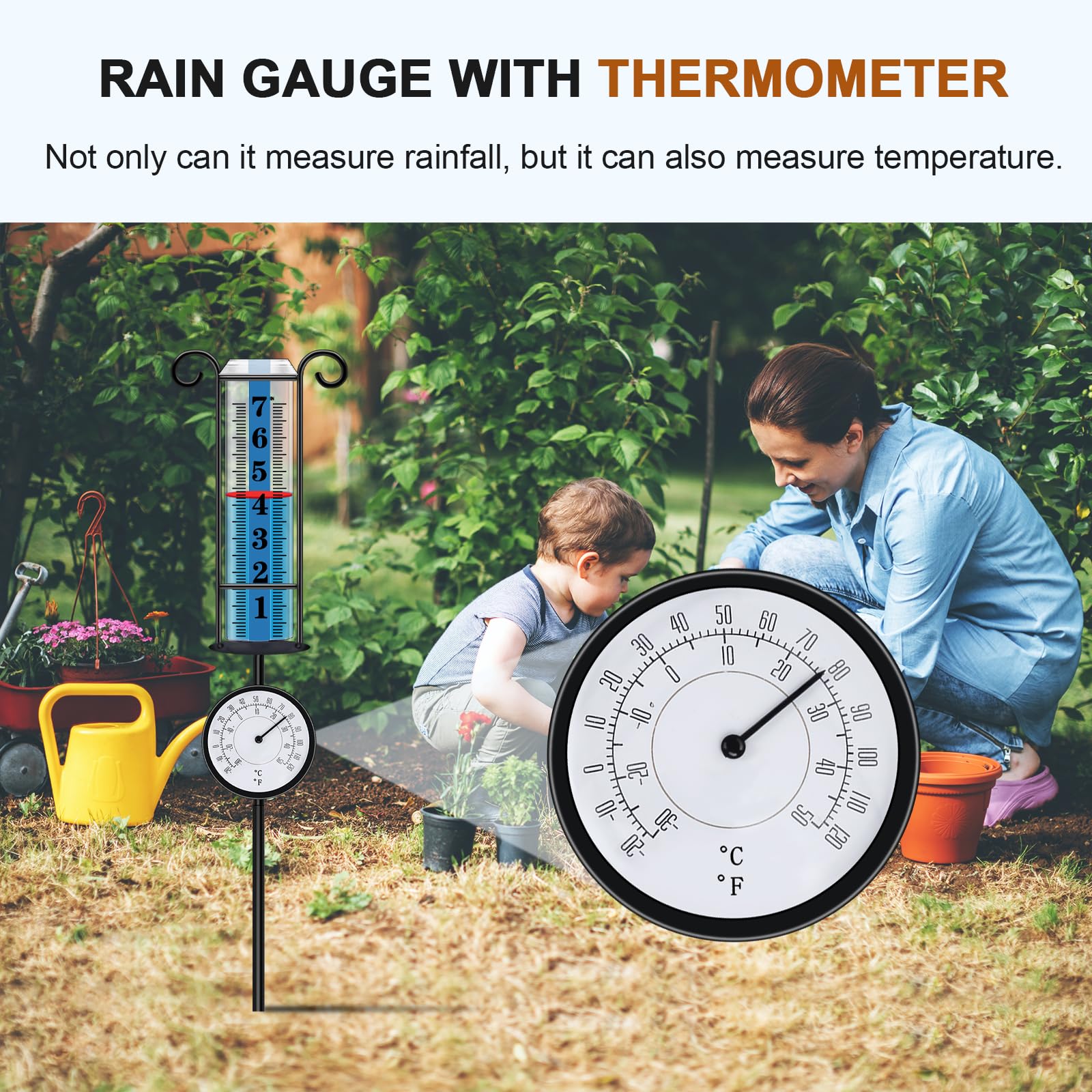 JMBay 28-inch rain gauge height for clear yard reading