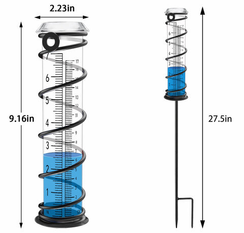 JMBay 29-inch tall rain gauge visible from standing height