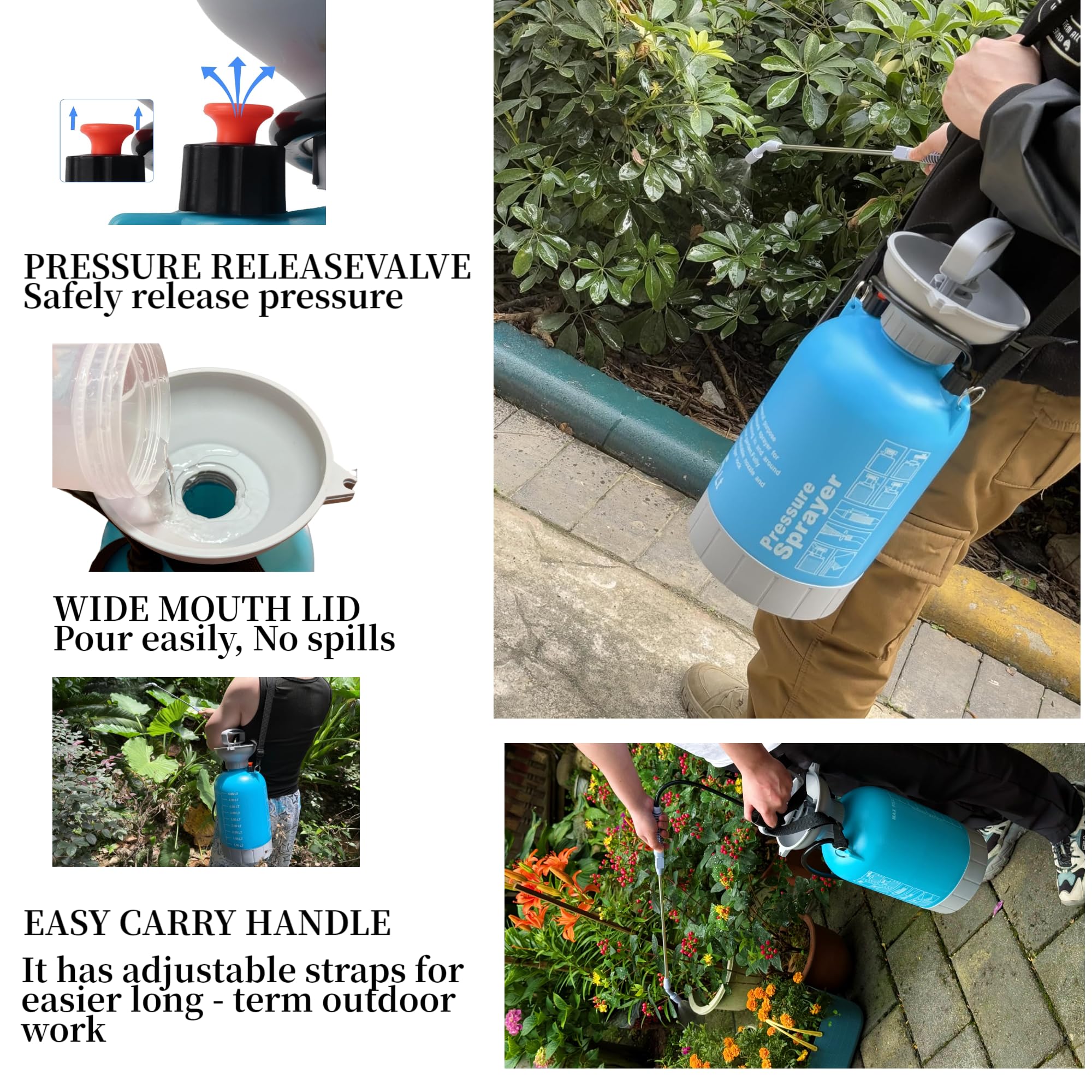 Wide-mouth opening for quick, spill-free filling