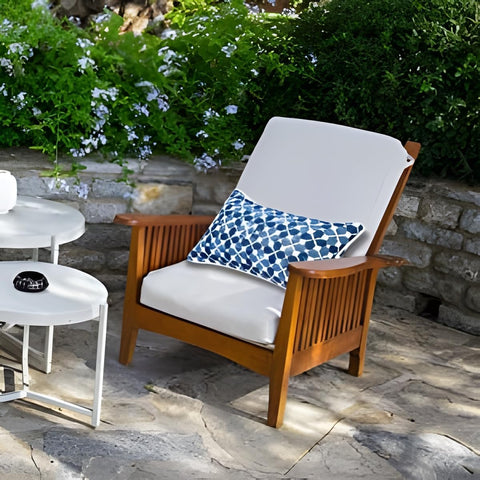 JMGBird blue outdoor pillow 12x20 adds cozy seating to garden couches.