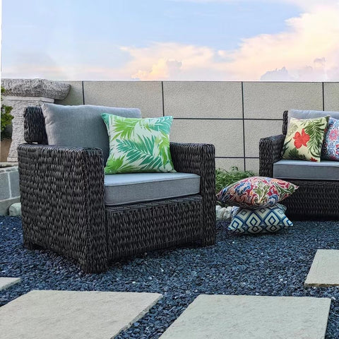 JMGBird pillows include inserts for full, plush comfort on seating.