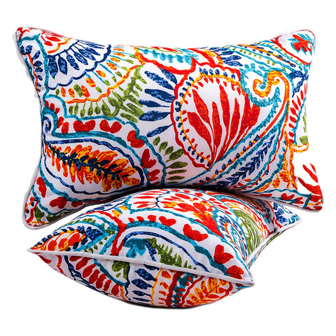 JMGBird paisley-pattern outdoor pillow offers weather-ready patio style