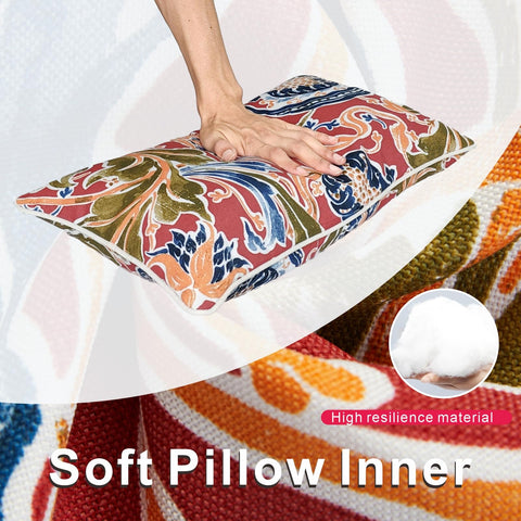 JMGBird pillow with pomegranate motif demonstrates UV protection against fading