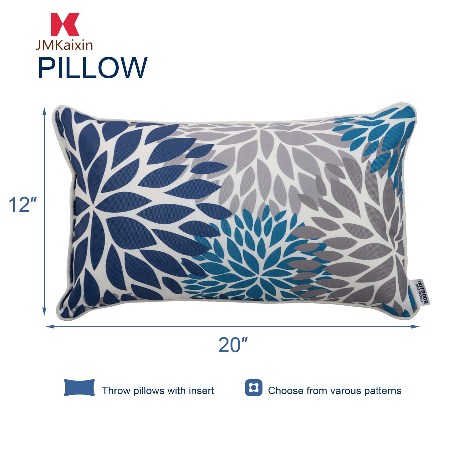 JMKaixin outdoor waterproof pillow resists water and stains for patios.