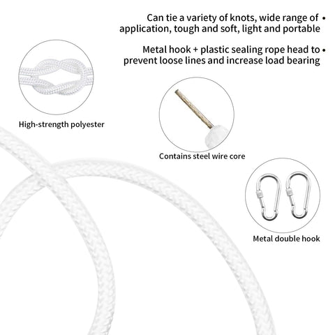 Braided polyester sheath resists fraying for reliable hoisting outdoors