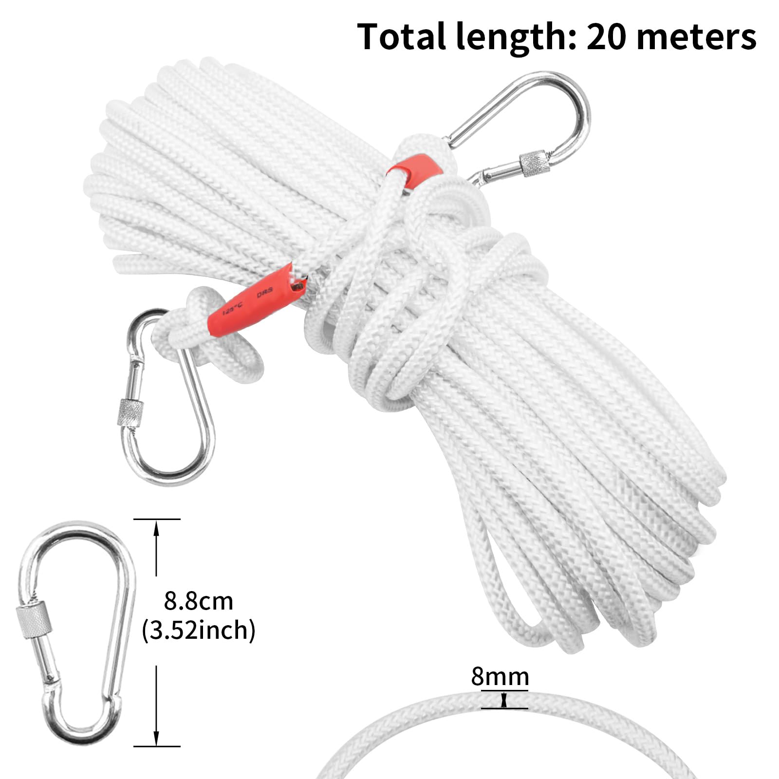 Internal steel core minimizes twisting for easy snag free raises