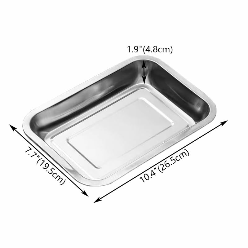 JMUSTTBO stainless steel breading tray close-up shows durable surface for cooking prep