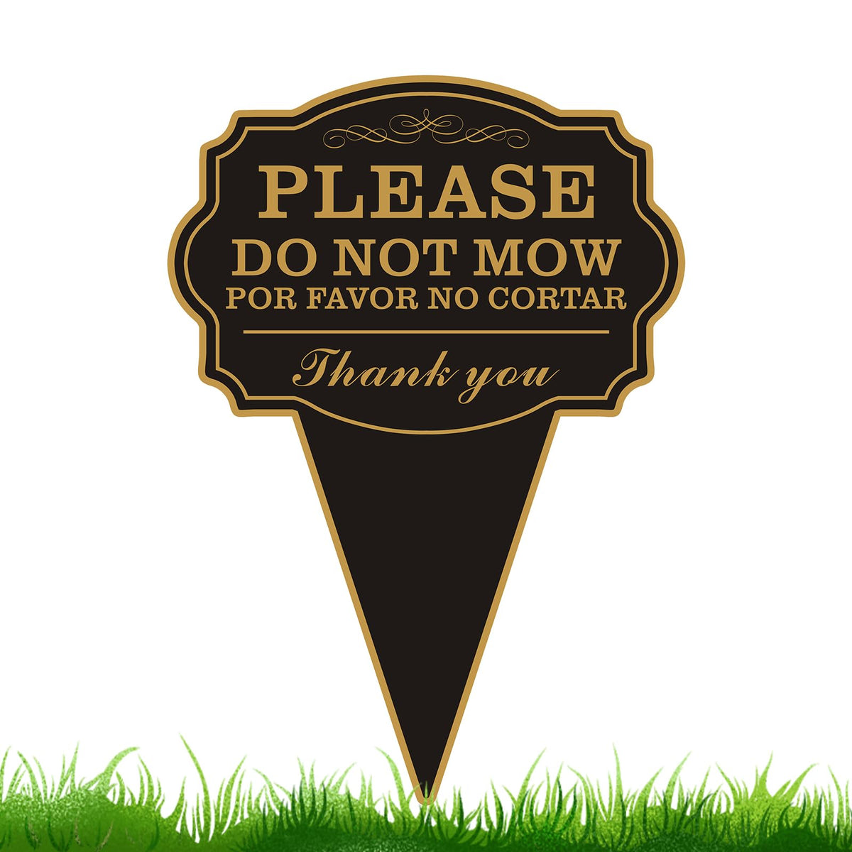 JMXINHANG Do Not Mow yard sign 10x14 front view with bilingual message