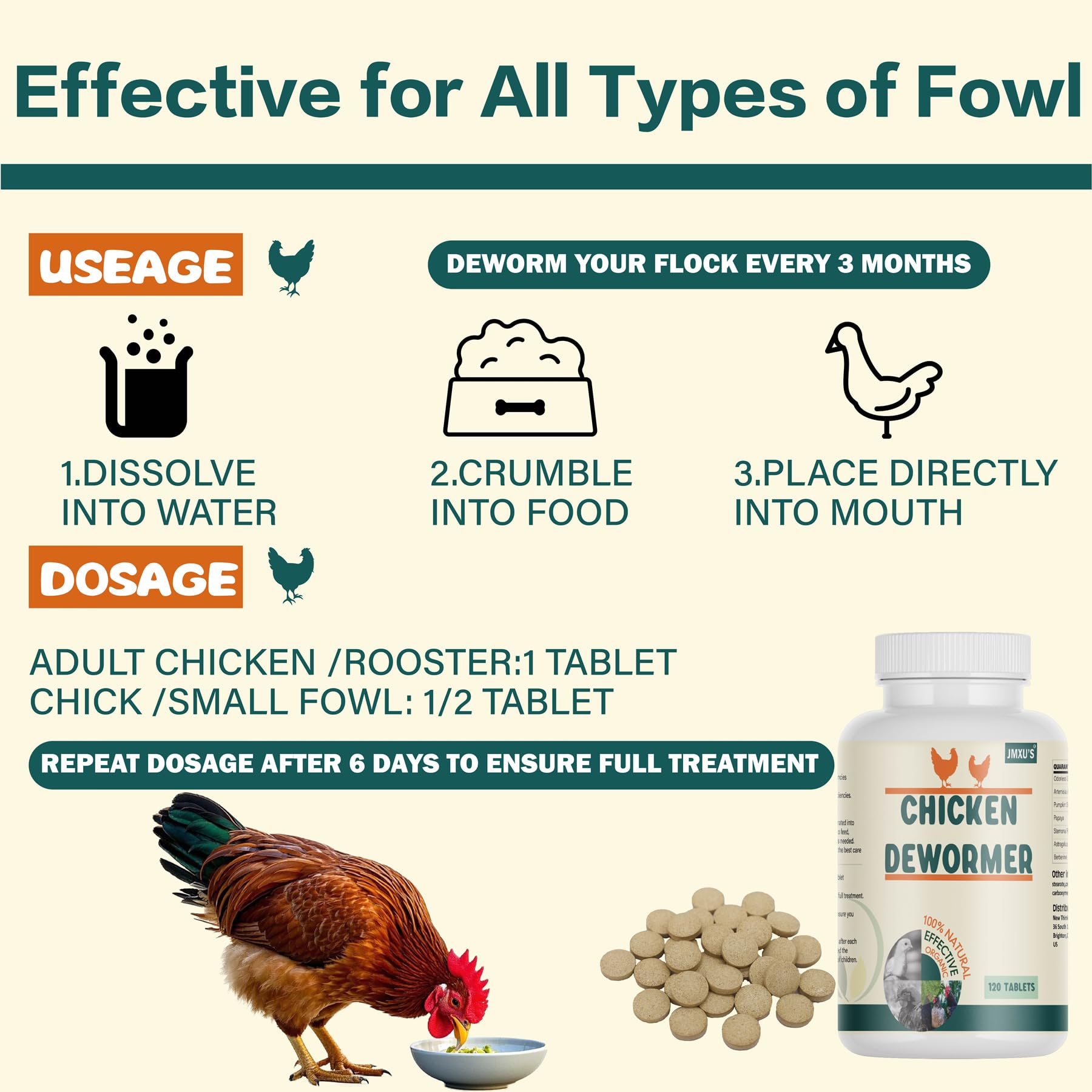 Tablets being added to feed for convenient dosing with Jmxu's product.