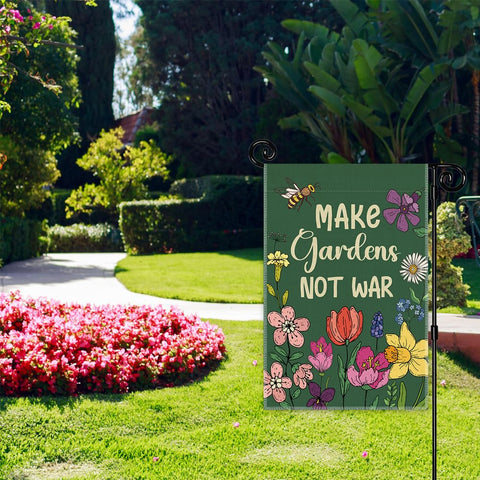 JMYROG Double-sided garden flag print visible on both sides.