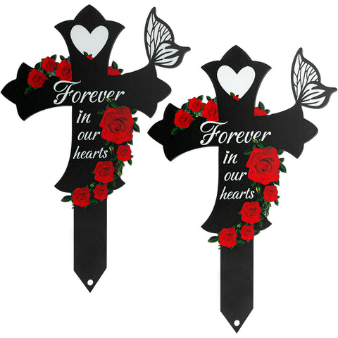 JMZYJZH cross grave marker 2pc for enduring outdoor remembrance