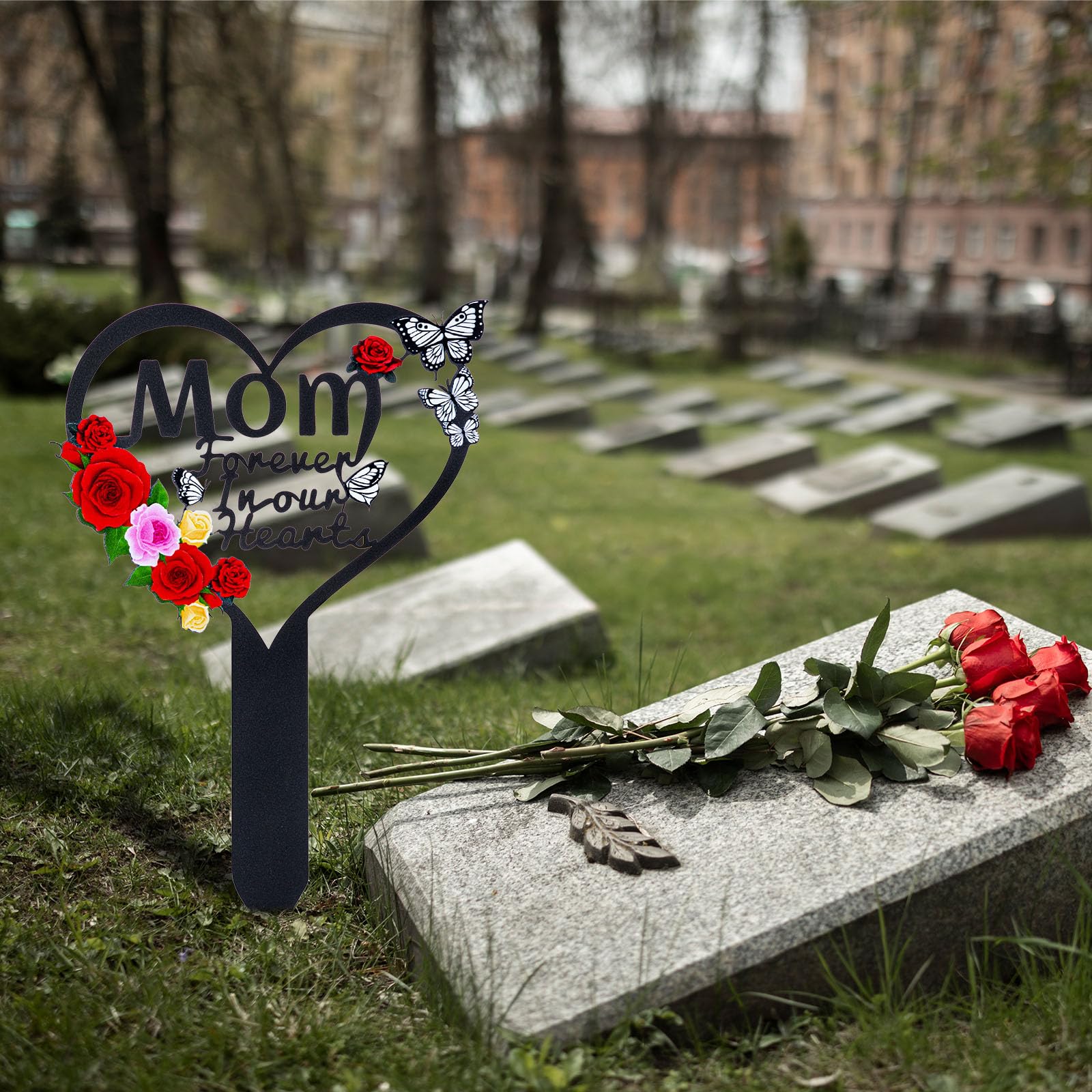 JMZYJZH easy-install grave decoration stays secure in soil.