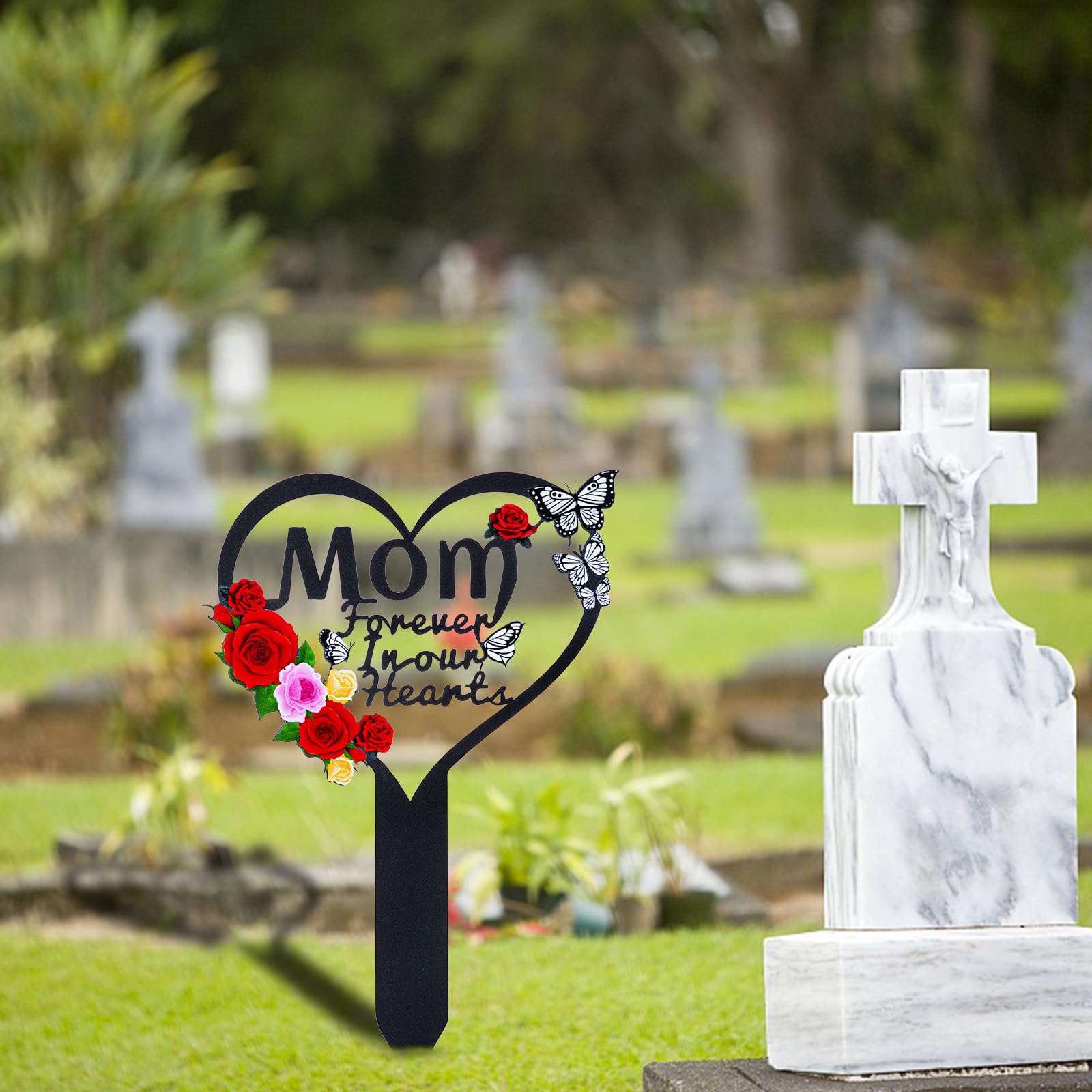 JMZYJZH metal grave decor offers weather resistance and longevity.