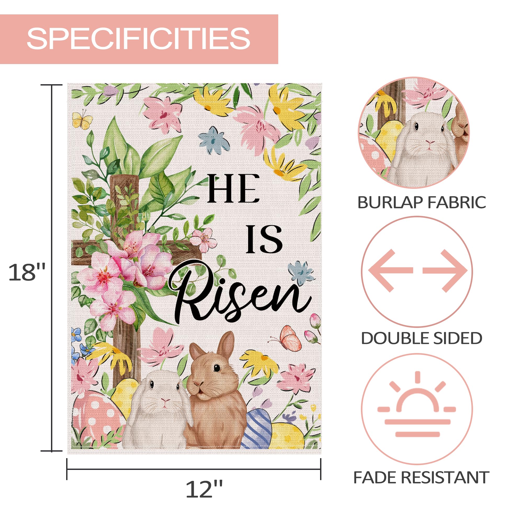 JNDJE burlap Easter flag with durable stitchwork for outdoor use