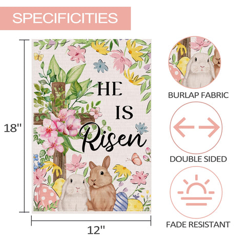 JNDJE burlap Easter flag with durable stitchwork for outdoor use