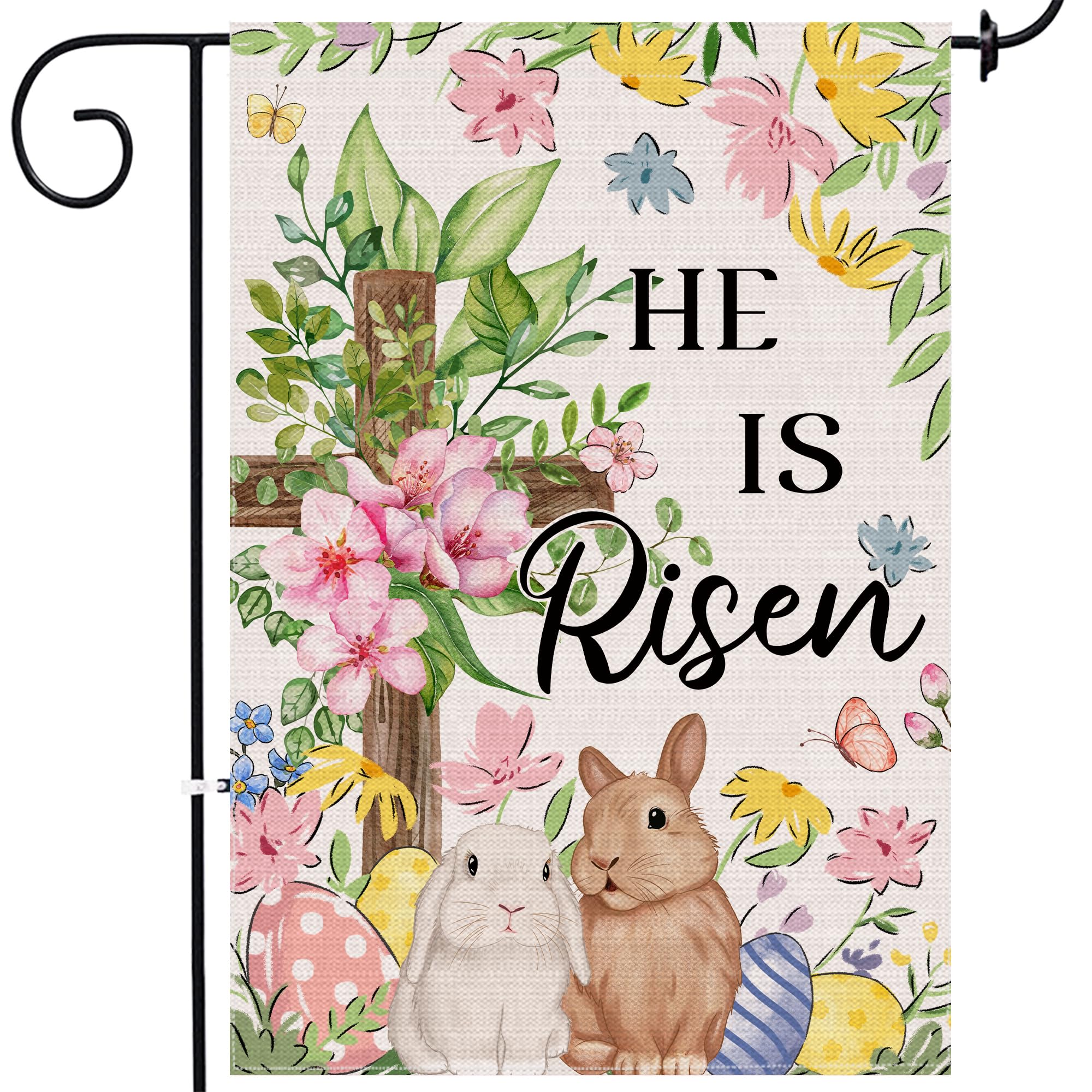 JNDJE Easter Bunny Flag 12x18 double-sided outdoor display