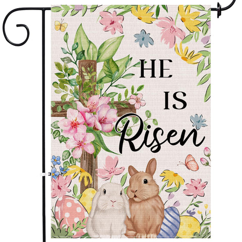 JNDJE Easter Bunny Flag 12x18 double-sided outdoor display