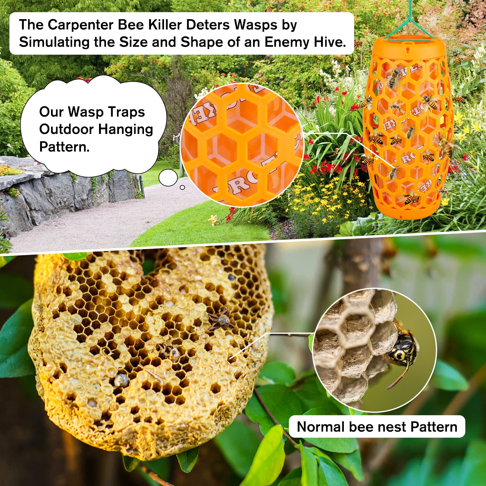 JNKNT Wasp Trap orange hanging cord demonstrates easy, outdoor-ready setup.