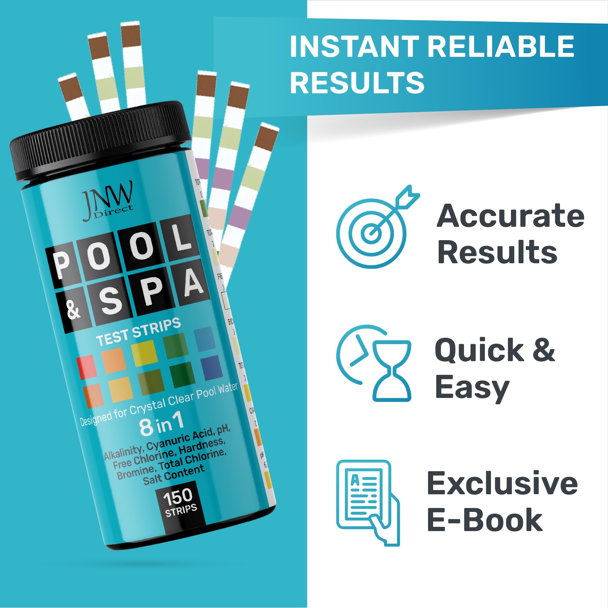 Dip strip into water to read results quickly