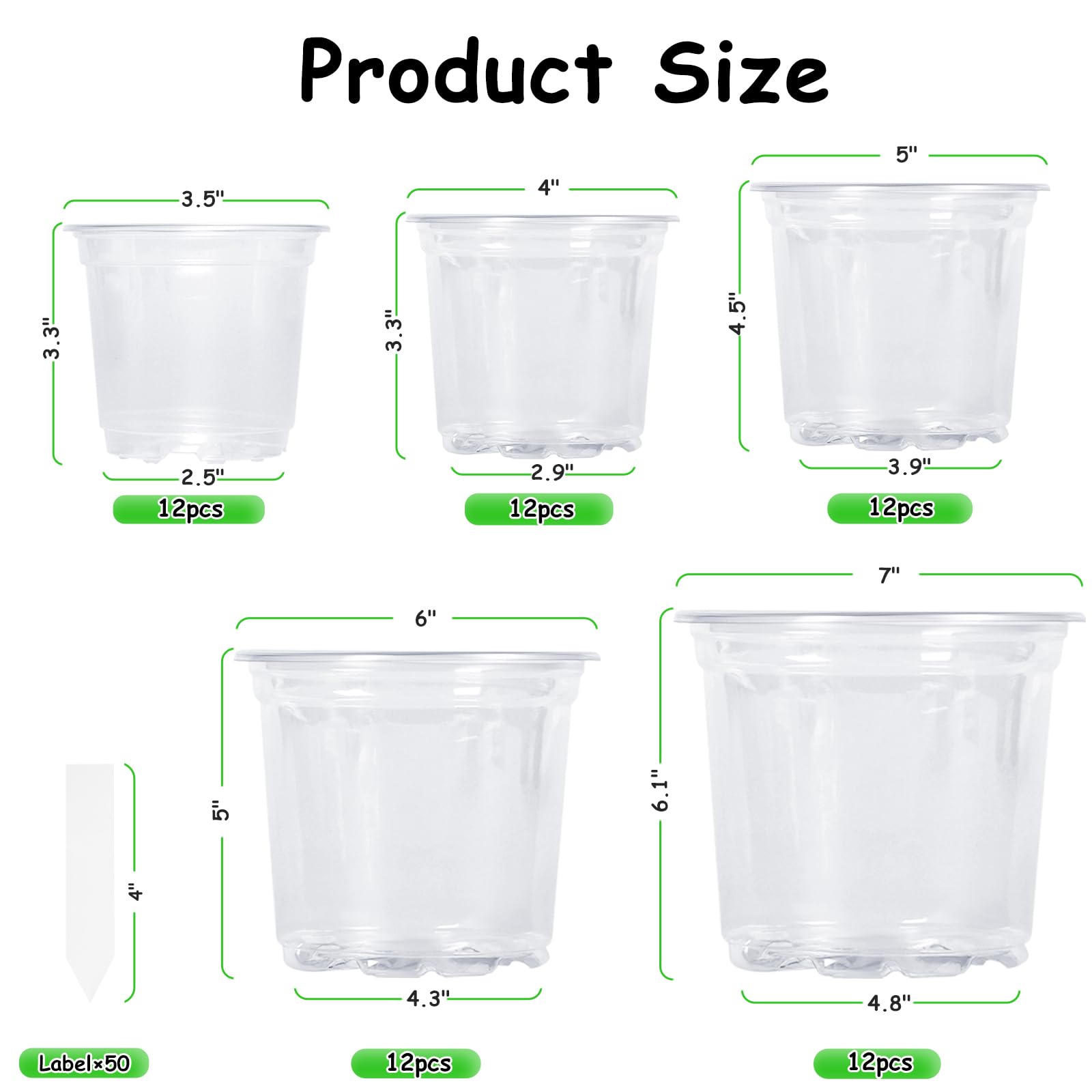 JNYONG clear 4 inch nursery pot with drainage for versatile seedling care.