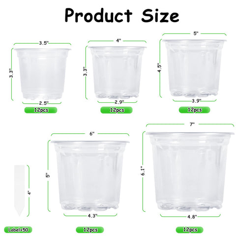 JNYONG clear 4 inch nursery pot with drainage for versatile seedling care.