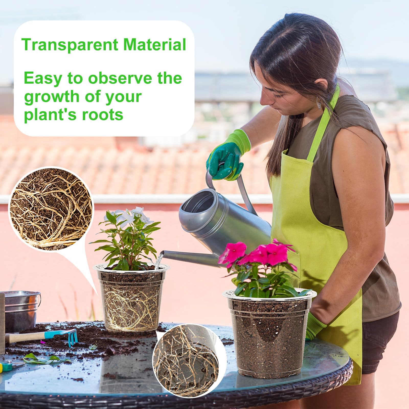 JNYONG clear 6 inch nursery pot with drainage for larger seedlings.