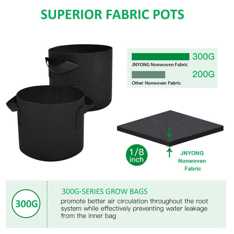 JNYONG grow bag with wide handle; easy to move when filled.